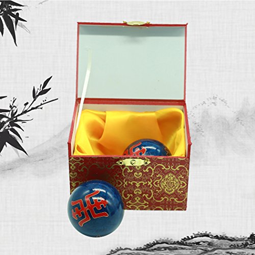 2''Baoding Health Balls Chinese Exercise Stress Balls Craft Collection(Ancient Chinese characters) BS162(L, blue)