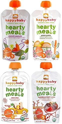 Happy Baby Organic Baby Food Stage 3 Hearty Meals Variety Pack, 4 oz Pouches, 16-Count