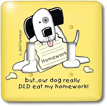 3drose Lsp 36685 2 Ate Homework Cartoon Dogs Puppies Funny Pets Double Toggle Switch Switch Plates Amazon Com