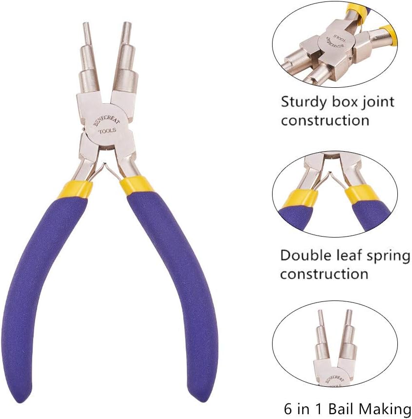 BENECREAT 6 in 1 Bail Making Pliers 6Inch Carbon Steel Wire Forming Bail Making Shaping Jump Ring Pliers for Jewelry Crafts Making 3mm to 10mm - Image 4