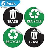 Pixelverse Design Recycle Sticker Trash Can Decal - 6" Large Recycling Vinyl - 4 Pack