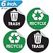 Pixelverse Design Recycle Sticker Trash Can Decal - 6" Large Recycling Vinyl - 4 Pack