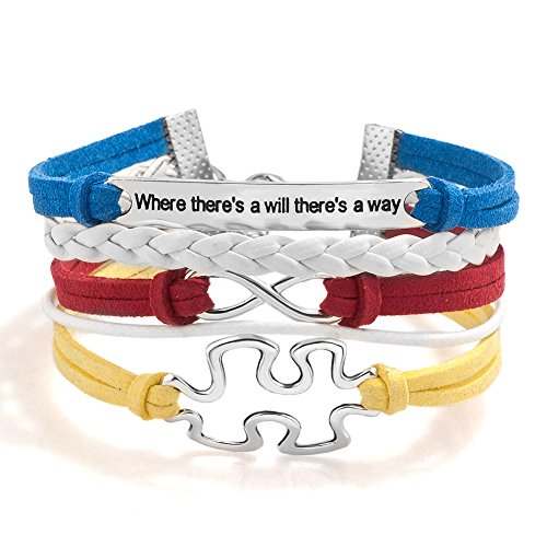 LovelyJewelry Autism Handmade Infinity Puzzle Piece JigSaw Leather Charm  Bracelets For Girls Boy