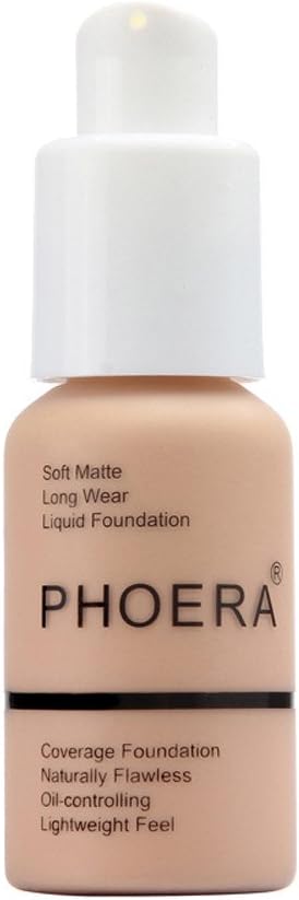 New 30ml PHOERA Matte Oil Control Concealer Liquid Foundation Cream Long Lasting Waterproof Cover Full Coverage Soft Brighten Long Wear Lightweight Feel Naturally Flawless All Day (103)