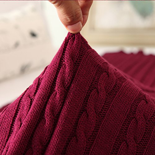 image for iSunShine® Cotton Knitted Cable Throw Soft Warm Cover Blanket Cable K