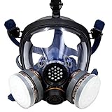 Holulo Organic Vapor Full Face Respirator Respiratory Protection Gas Masks Paint Pesticide Chemical Formaldehyde Anti Virus Full w/ Activated Carbon Respirator