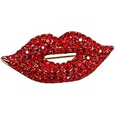 Red Lips Rhinestone Brooch Pin, Crystal Shining Mouth Design, Party Wedding Jewelry Accessories Gift
