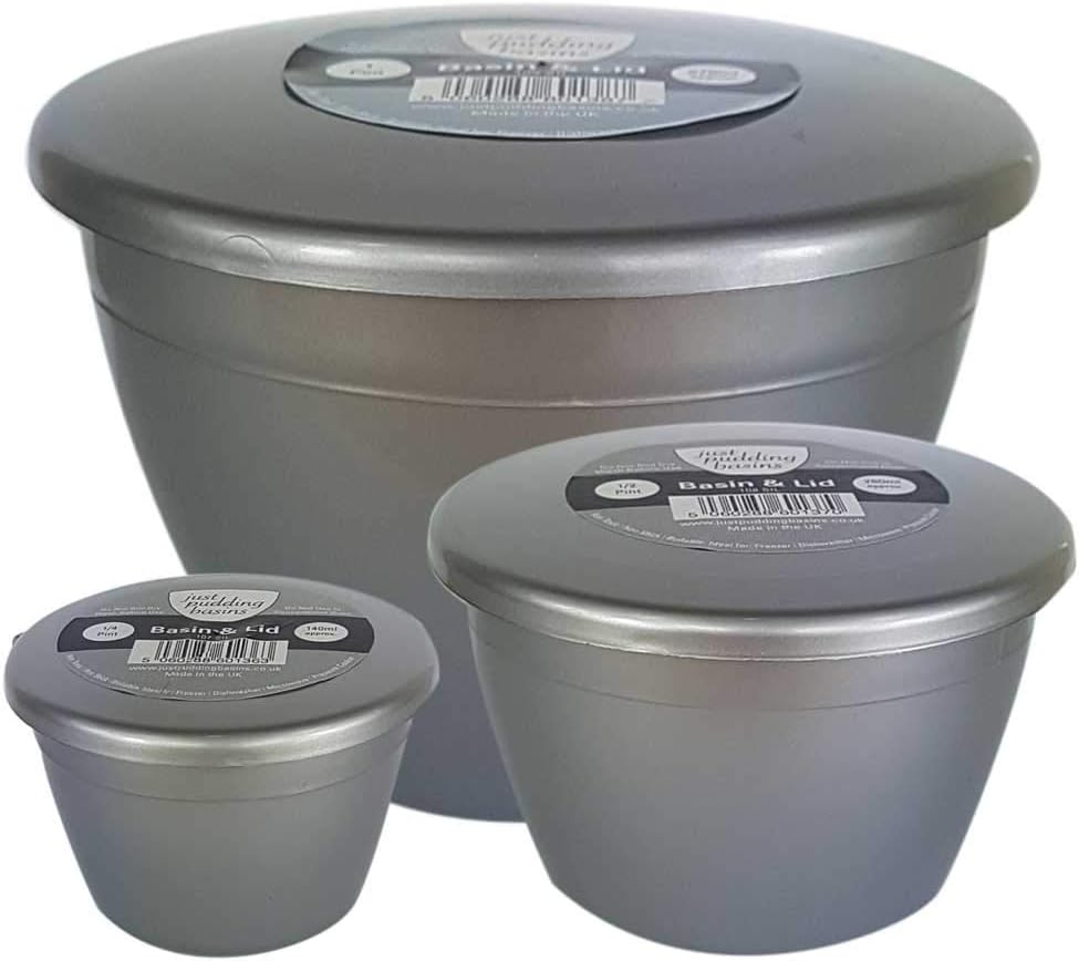 Basin and Lid 1x 1/4 Pint Blue 1x 1/2 Pint 1x 1 Pint Just Pudding