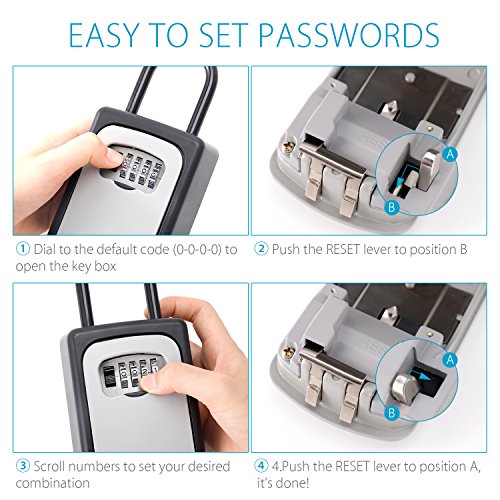 image for Naouis 5 Key Lock Box, Car Key Lock Box with 4- Digit Combination Lock