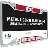 Desert Cactus University of Utah Utes Car Accessories Metal License Plate Frame and Tag Holder for Front or Rear of Car (Mascot Version B)