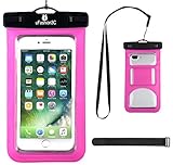 uFashion3C [Home Button Compatible] Universal Waterproof Case Bag Pouch [With Armband, Lanyard] for iPhone 7 7 Plus [IPX8 Certified to 100 Feet] (i7-Pink)