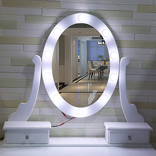 Vanity Table Set with Lighted Mirrors Dressing Table Includes Mirror