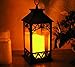 BANBERRY DESIGNS Black Plastic Decorative Lantern LED Pillar Candle with 5 Hour Timer Roof and Hanging Ring - 13