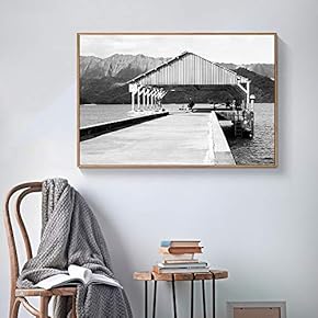 Floating Framed Canvas Wall Art for Living Room, Bedroom Black and White Building Canvas Prints for Home Decoration Ready to Hang - 16x24 inches