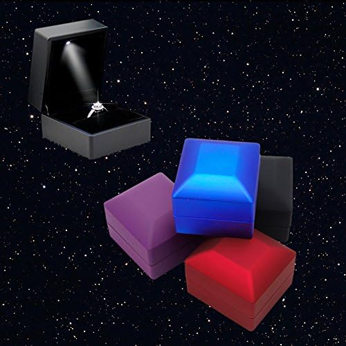 Xu Jieteenager LED Lighted Earring Ring Gift Box Wedding Engagement Ring Jewelry Display Box (Blue)