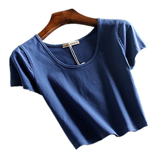 Hzh women s basic athletic short sleeve cotton crop top t-shirt b…