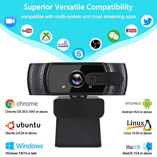 Welcam HD 1080P 30FPS Webcam Microphone,2021 Privacy Cover USB Computer for Zoom Meeting/Skype/FaceTime/Teams/OBS/Xbox/XSplit,Compatible with Mac OS Windows Laptop Desktop PC Monitors
