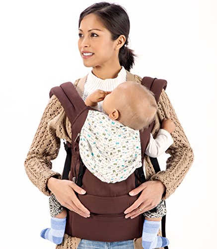 Mo+m Ergonomic Baby Sling Carrier w/ Mesh Cooling Vent, Hood & Pockets (Chocolate Brown)