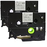 2PK Black on Silver Label Tape Compatible for Brother TZ TZe 931 TZ-931 TZe-931 P-Touch 12mmx8m(0.47
