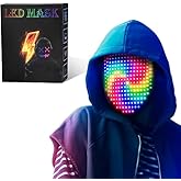 LED Mask with Gesture Sensing, Rechargeable Light Up Halloween Mask, 10H of Use, for Cosplay Costume Party