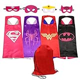 Superhero Costumes Girl Cape and Mask with Glow Bracelets and HeadBand