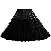 Fnuqz Women Petticoat Skirts Tulle Under Dress Crinoline Puffy Elastic Waist Boneless Underskirt(Waist22-35In)