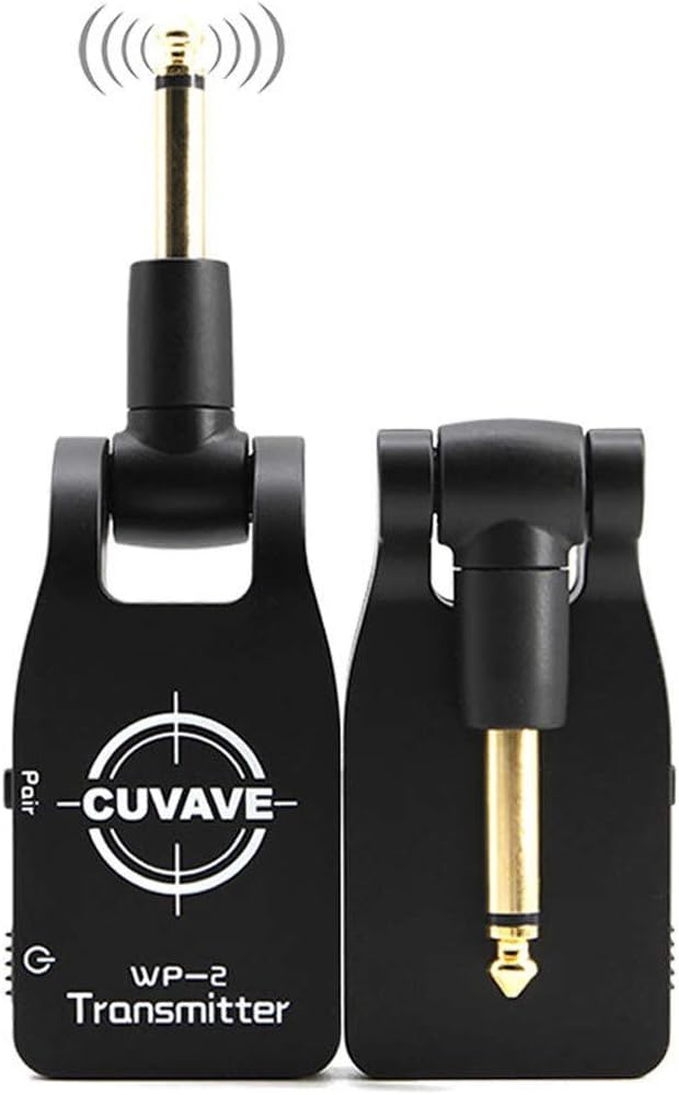 MASIKI Audio Guitar Transmitter Receiver, 2019 CUVAVE WP-1 2.4G Wireless Built-in Rechargeable Lithium Transmitter and Receiver Guitar System (Black)