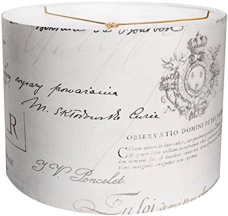 Grey Famous France Signature Script Linen Cotton Drum Lamp Shade - Made to Order 10" - 18" Diameter