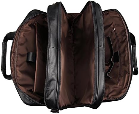Acecle Men's Briefcase Laptop Bag 15.6 16 17 17.3 Inch Cowhide Full Grain Leather Vintage Handcrafted Multifunction All-in-one Business Handbag Messenger Shoulder Tote Bag