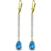 Galaxy Gold GG 14k Solid Gold Earrings with Diamonds and Blue Topaz