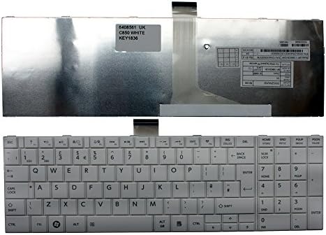 Keyboards4Laptops UK Layout Replacement Laptop Keyboard White for Toshiba Satellite C850-ST4NX5