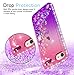 LeYi for iPod Touch 7/6/5 Case,with Tempered Glass Screen Protector [2 Pack] for Girls, Glitter Liquid Clear Phone Case (Pink/Purple)