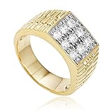 JOTW Men's Goldtone Cz Ribbed Square Ring Sizes 7-17 (PI-L1FE-KGQX)