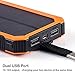 15000mAh Solar Charger F.Dorla Portable Power Bank Solar Phone Charger Waterproof Dual USB Battery Charger External Backup Battery with Flashlight for Cellphone iPhone Samsung Android iPad (Orange)