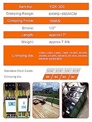 AMZCNC 16 Ton Hydraulic Wire Crimper Battery Cable
