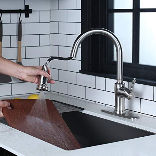 WOWOW Pull Down Kitchen Faucet Stainless Steel Kitchen Sink Faucets