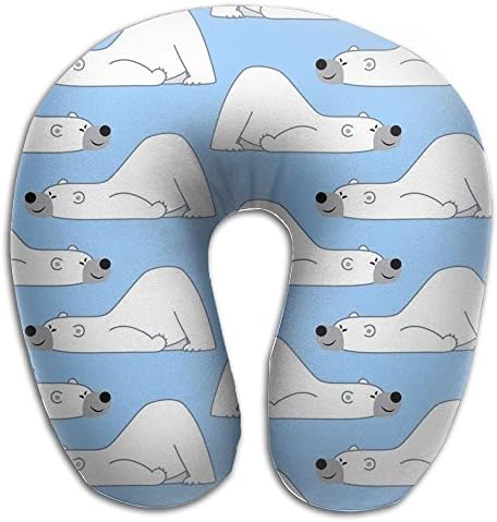Comfortable Travel Pillow, Master Neck Pillow Cartoon Polar Bear Blue Memory Foam Pillow For Travel,Home,Neck Pain
