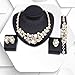 Everrich Crystal Bridal Cream Simulated Pearl Gold Plated Statement Necklace Earrings Jewelry Sets for Women Costume,4 Pairs