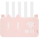 Pink WiFi Router Storage Box - Decorative Ventilated Shelf Organizer for Router, Modem, Set-top Box in Office, Study Room - Cable Management Solution