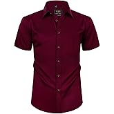 Alimens & Gentle Mens Short Sleeve Dress Shirts Wrinkle Free Solid Casual Button Down Shirts with Pocket