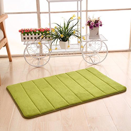 Pretty Handy Coral Velvet Memory Foam Anti Slip Bath Mat for Bathroom,Bedroom,Kitchen,Hallway Bath Rug 40×60cm (Green)