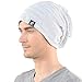 Z&S Vintage Men Baggy Beanie Slouchy Knit Skull Cap Hat (Light Gray with White)