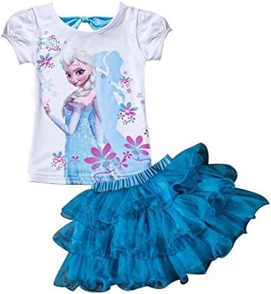 Moebao Frozen Little Girls' 2Pcs Suit Cartoon Shirt and Skirt Set
