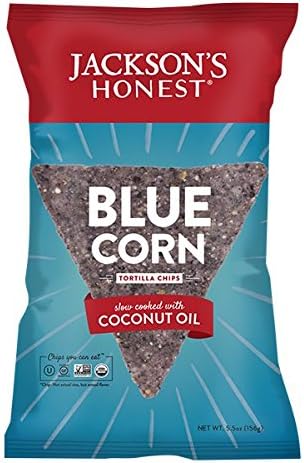 Jackson's Honest Tortilla Chips - Blue Corn - Made with Organic Coconut Oil, Non GMO, 5.5 oz. (12 Pack)