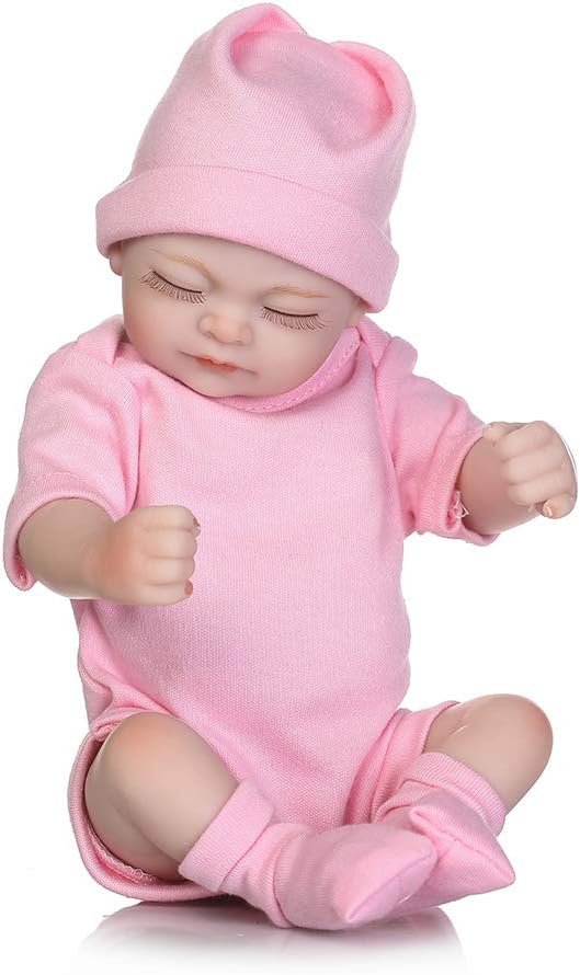 Prezzo Bambola Reborn, 26cm 10 pollici Bambole Neonato Ragazza Occhi Chiusi Bambino di Simulazione del Silicone Vinile Realistica Bambina Giocattolo di Natale,Rosa Offerte