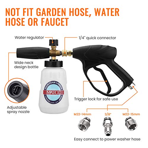 MATCC Foam Cannon Wash Gun Kit III Snow Foam Lance Adjustable Car Wash