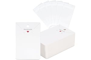 joycraft 100Pcs Earring Display Cards with Bags, White Necklace Display Cards, 3.5x2.4 inch Paper Jewelry Display Cards for Selling, Hanging Earring and Necklace, DIY Crafts, and Retail