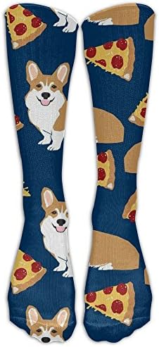 NEW Corgi Pizza Navy Blue Cute Funny Corgis Dog Pet Athletic Tube Stockings Women's Men's Classics Knee High Socks Sport Long Sock One Size