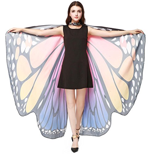 image for TLOOWY 2019 New Womens Halloween Butterfly Wings Shawl Cape Scarf Fair