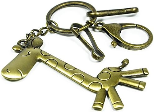 Key chain with Giraffe Pendant Ornament Cute Keyring for Men and Women - Bronze